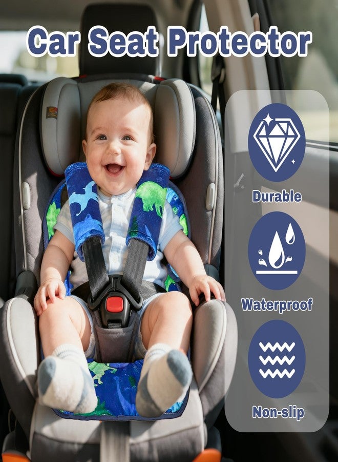 TANOFAR Infant Car Seat Protector for Potty Training, Waterproof Car Seat Liner with Anti-Slip Backing for Potty Training Toilet, Baby Infant Toddler Piddle Pad Fits for Carseat (Blue Dinosaur) - Image 2